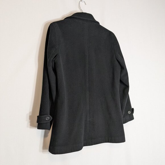 EDDIE BAUER Black Wool Blend Double Breasted Mid-Length Coat; Size S - Picture 3 of 5